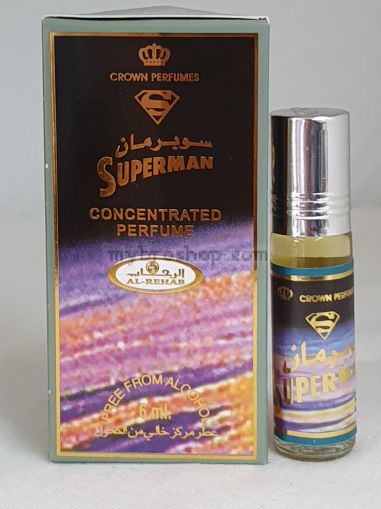 Арабско парфюмно масло Supermen от Al Rehab 6 ml   Уд (агар), мускус, карамфил и сандалово дърво,балсамов, уд, мускус, опушен