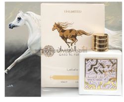 Луксозен aрабски парфюм Lattafa Perfumes Qaed al Fursan Unlimited 100 мл Иланг-иланг, жасмин, франгипани  Базови нотки: Ванилия, мускус, сандалово дърво