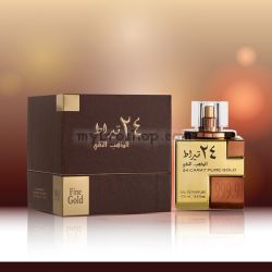 Луксозен арабски парфюм  24 Carat Pure Gold от Lattafa 100ml Индийско орехче, розов пипер, лавандула и здравец