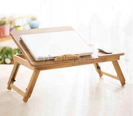 Мултифункционална бамбукова масичка за лаптоп с охладител малка 50 / 30 / 4,3 см.