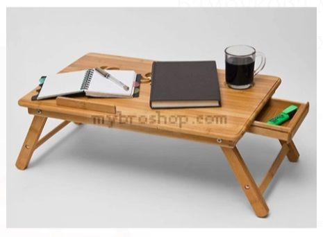 Мултифункционална бамбукова масичка за лаптоп с охладител Голям размер 70 / 35 / 4,3 см