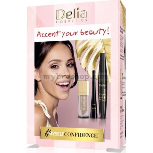 Delia Mascara Set Accent your beauty - 3D, Eye liner, Matt Liquid Lipstick Промоционален комплект