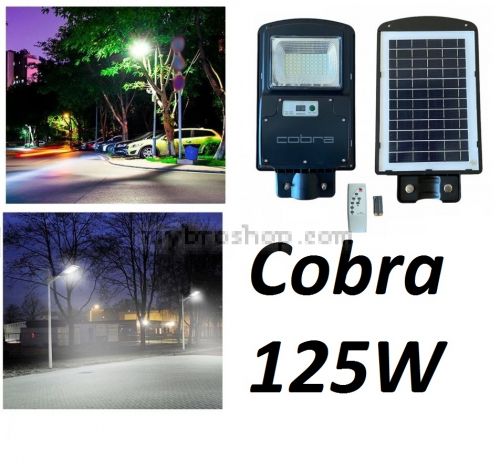 Соларна LED улична лампа Cobra 125W  IP65 за външно осветление на двор и градина със сензор