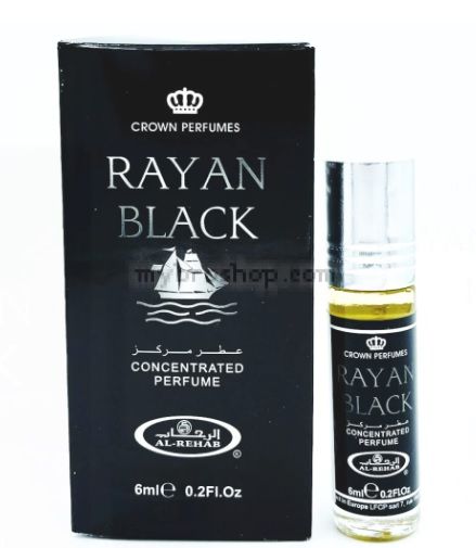 Арабско парфюмно масло от Al Rehab RAYAN BLACK 10ml Първоначално мека екзотична флорална смес 0% алкохол