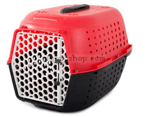  Пластмасова транспортна клетка за куче/коте, 48см x 30см x 32см, Червена