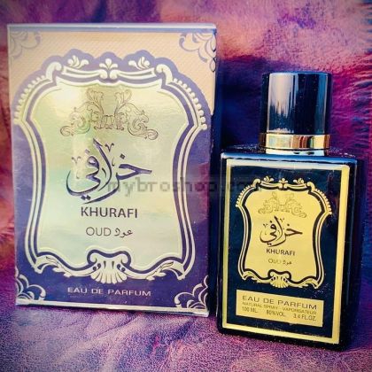 Луксозен арабски парфюм от Lattafa KHURAFI OUD 100ml Дървесен, уд, кехлибар  Средна нотка - опушено , кашмирено дърво