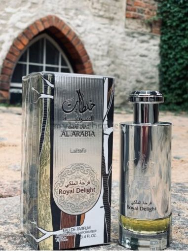 Луксозен арабски парфюм Khaltaat Al Arabia Royal Deligh от Lattafa 100ml цитруси, кедри, плодо, индийско орехче, подправки, пикантно  ,кехлибар, дървесен, мускус