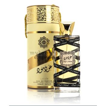 Луксозен арабски парфюм Oud Mood Gold от Lattafa 100ml Шафран, флорални нотки ,кехлибар, нотки на смола ,опушени нотки, ванилия, сандалово дърво