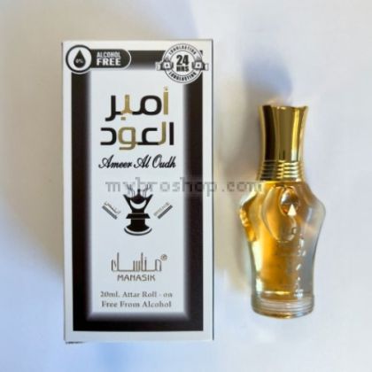 Ориенталскo парфюмно масло Ameer Al Oud Original White Oud от Manasik 20ml кехлибар, опопонакс, тамян, кожа, уд, пачули, сандалово дърво