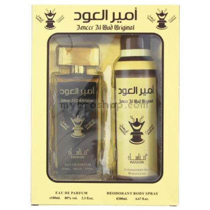 Луксозен парфюм Ameer Al Oud Original комплект  от MANASIK 100ml + 200мл  кехлибар, опопонакс, тамян, кожа, уд, пачули, сандалово дърво