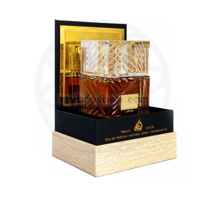 Луксозен арабски парфюм Khamrah от Lattafa 100ml ванилия, печени зърна тонка, лаос бензоин, смирна, кехлибарено дървo