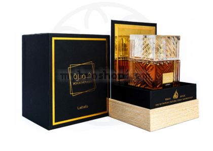 Луксозен арабски парфюм Khamrah от Lattafa 100ml ванилия, печени зърна тонка, лаос бензоин, смирна, кехлибарено дървo
