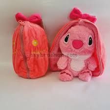 Stich  Трансформираща плюшена играчка и  ключодържател - лило и стич  15см