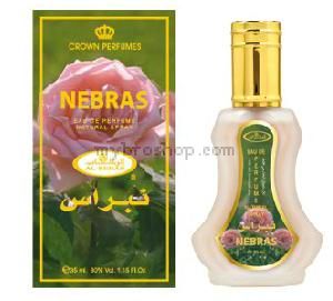 Дълготраен арабски парфюм от Al Rehab Nebras 35ml Аромат от роза тайф , лимон, жасмин, кехлибар и сандалово дърво 0% алкохол