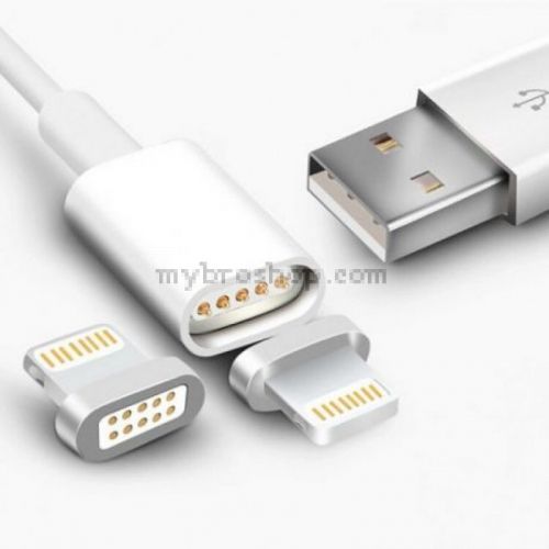 Магнитен кабел за зареждане трансфер на данни  синхронизация Micro USB / Iphone и Android ,Lightning, Type-C конектори, бял, 1м