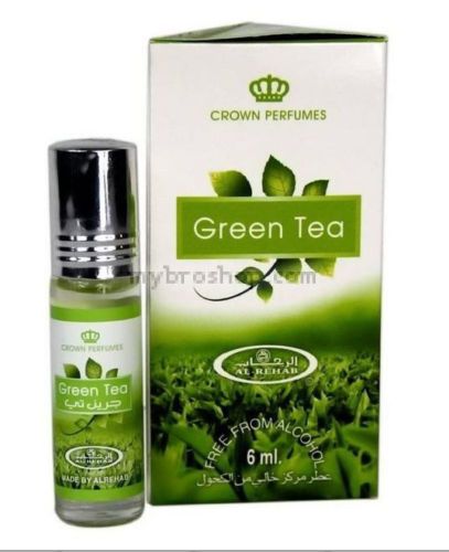 Дълготрайно арабско олио - масло Al Rehab GREEN TEA 6ml свежа миризма на Зелен чай 0% алкохол