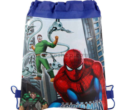  Spiderman Детска раница чанта  с въженце-шнур на СПАЙДЕРМЕН синя