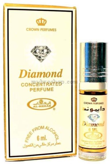 Арабско олио парфюмно масло Al Rehab Diamond 6ml  кехлибар, мускус и агарово дърво Ориенталски аромат 0% алкохол
