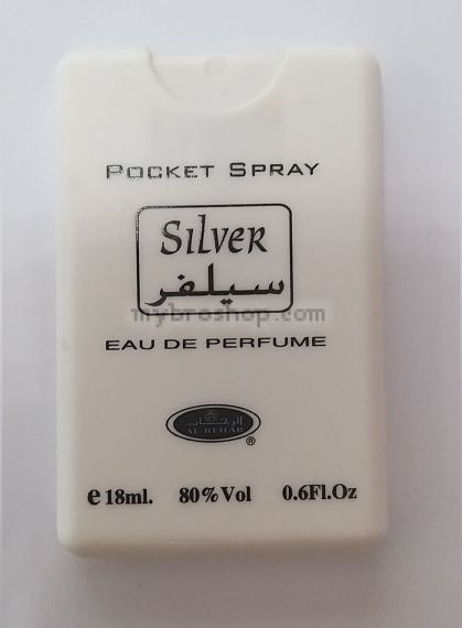 Ново  Арабски Джобен парфюм спрай от  Al Rehab Silver 18 мл Топъл и пикантен флорален ориенталски аромат на  мускус и оуд0% алкохол