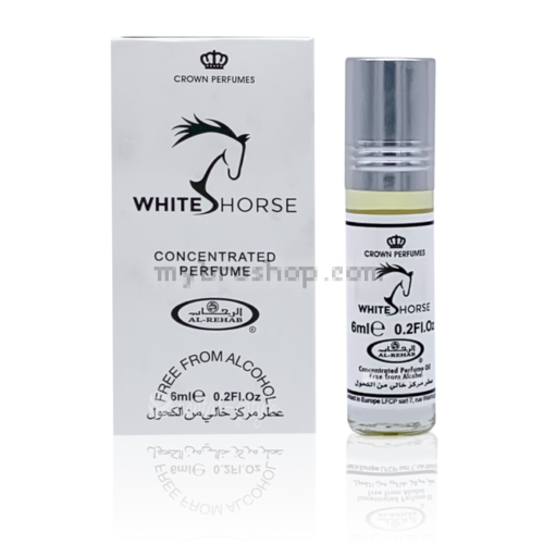 Арабско парфюмно олио масло Al Rehab White Horse 6ml Аромат на треви, билки, бергамот,ванилия, мускус 0% алкохол