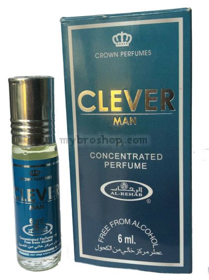Арабско олио парфюмно масло Al Rehab CLEVER 6ml Аромат на цитросови пловове  и индийско орехче 0% алкохол
