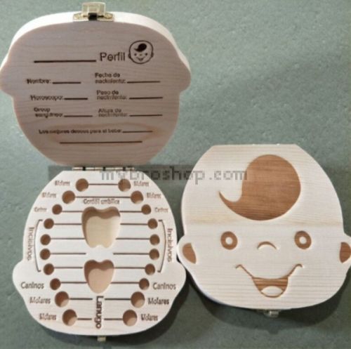 Дървена кутия за съхранение на бебешки - детски млечни зъби МОМЧЕ