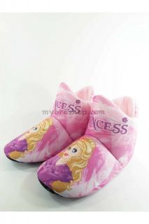 Меки и топли дентски пантофи Принцеси розови високи с поларен текстил - размери 30-35