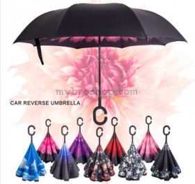 Двупластов чадър отварящ се на обратно различни разцветки 