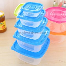 Комплект 5бр пластмасови кутии за съхранение на  храна и продукти