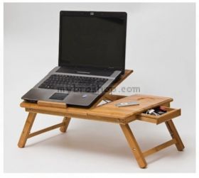 Мултифункционална бамбукова масичка за лаптоп с охладител малка 50 / 30 / 4,3 см.