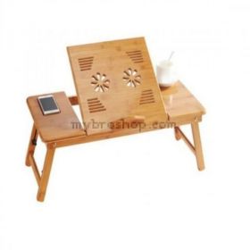 Мултифункционална бамбукова масичка за лаптоп с охладител Среден размер  55 / 35 / 4,3 см
