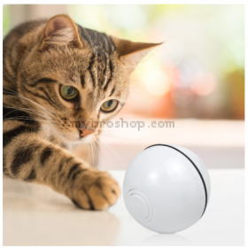 Забавна светеща USB играчка топка за котки  Въртене на 360 ° и промяна на посоката 