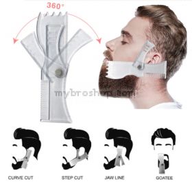 Иновативен гребен-шаблон за оформяне на брада мустаци и бакенбарди Безцветен 