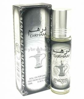 Арабско олио парфюмно масло DIRHAM SILVER от Al Zaafaran 10ml Лимон, Бергамот, Лавандула, Кардамон, Жасмин, Роза, Ветивер, Кедър - Ориенталски аромат 0% алкохол
