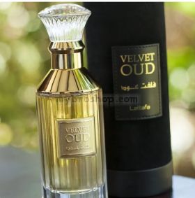 Луксозен арабски парфюм Velvet Oud  от Lattafa 30ml Агарово дърво (Oud), тамян - Ориенталски аромат 0% алкохол