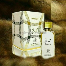 Луксозен aрабски парфюм Hayaati Gold Elixir Lattafa Perfumes 100 мл за ЖЕНИ ,Ванилия, Амбър, Мускус, Ветивер Ориенталски аромат 0% алкохол