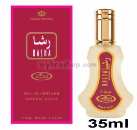 Дълготраен арабски парфюм Rasha 35ml + Парфюмно масло Rasha 6 мл от Al Rehab  Аромат на  ванилия , жасмин и рози 0% алкохол