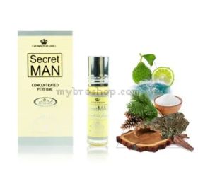 Дълготрайно арабско олио - масло Al Rehab SECRET MAN 6ml Аромат на зеленина , ориенталски подправки ,сандалово дърво, роза и цитруси 0% алкохол