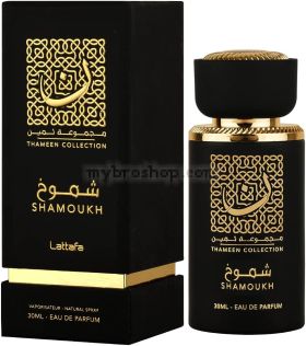 Луксозен арабски парфюм LATTAFA  Shamoukh 30ml сандалово дърво, мускус, гваяково дърво, ветивер и тамян 0% алкохол