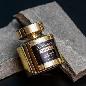 Луксозен aрабски парфюм Lattafa Perfumes Confidential GOLD 100 мл Mорски нотки, дървесни нотки, тамян, амбра, лабданум, мъх, мускус