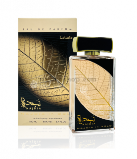 Луксозен арабски парфюм от Lattafa Najdia Gold  100ml бял ирис, рози, цветя от кактус, праскови,  сандалово дърво, тонка, мускус, ванилия
