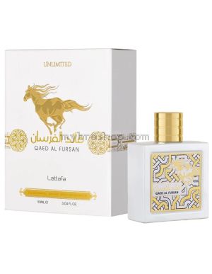 Луксозен aрабски парфюм Lattafa Perfumes Qaed al Fursan Unlimited 100 мл Иланг-иланг, жасмин, франгипани  Базови нотки: Ванилия, мускус, сандалово дърво
