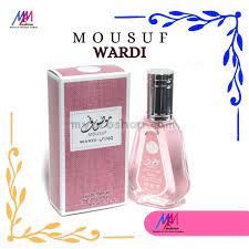 Арабски парфюм Mousuf Wardi от Ard Al Zaafaran 50 мл  Ревен, Ягода,  Роза, Ванилия, Ябълка ,  Базови нотки   Бял мускус, Кашмир