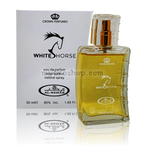 Дълготраен арабски парфюм White Horse  на Al Rehab 50 ml Mандарини, портокали, цитрусови плодове,  треви, билки, бергамот , ванилия, мускус