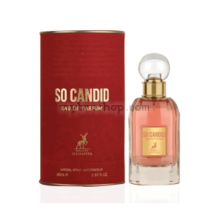 Луксозен aрабски парфюм SO CANDID  на Maison Alhambra 85 мл Млечни нотки , жасмин, тубероза , Портокалов цвят