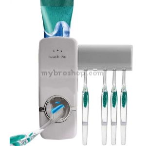Автоматичен диспенсър за паста за зъби с поставка за пет четки в  бял цвят