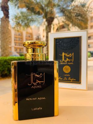 Луксозен арабски парфюм Ajial GOLD от Lattafa 100ml Жасмин, индийско орехче, пипер, иланг-иланг, сандалово дърво, мускус, амбър, пачули, кедър