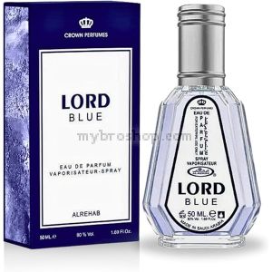 Дълготраен арабски парфюм  LORD Blue на Al Rehab 50 ml  дървесни нотки, пачули, гваяково дърво