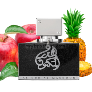 Луксозен aрабски парфюм AL DUR AL MAKNOON SILVER  от Lattafa Perfumes 100 мл Mускус, кожа, кехлибар, дъбов мъх,бергамот, ябълка, ананас