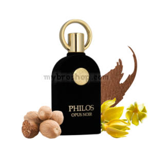 Луксозен aрабски парфюм PHILOS OPUS NOIR на Maison Alhambra 100 мл Амбра, кожа, мускус, иланг-иланг , кедър, мускус, пачули, ванилия, ветивер